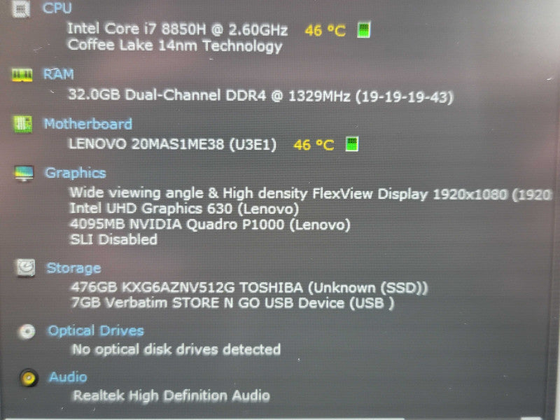 Lenovo ThinkPad P52| i7-8850H| 32GB DDR4| Quadro P1000| 512GB SSD READ  β Lap200