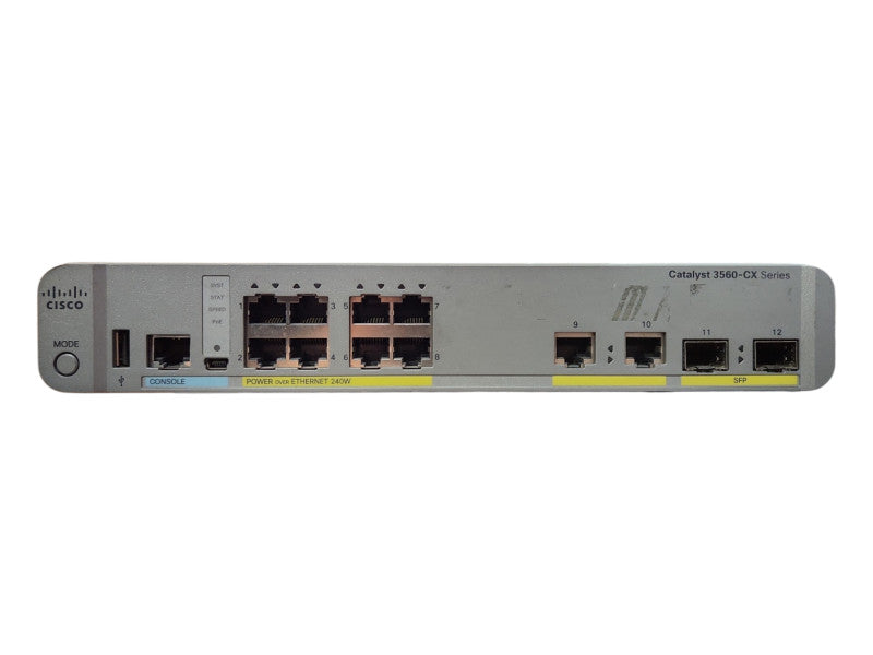 Cisco WS-C3560CX-8PC-S V01, 8-Port Gigabit PoE+ 240W Silent Switch, 2x SFP