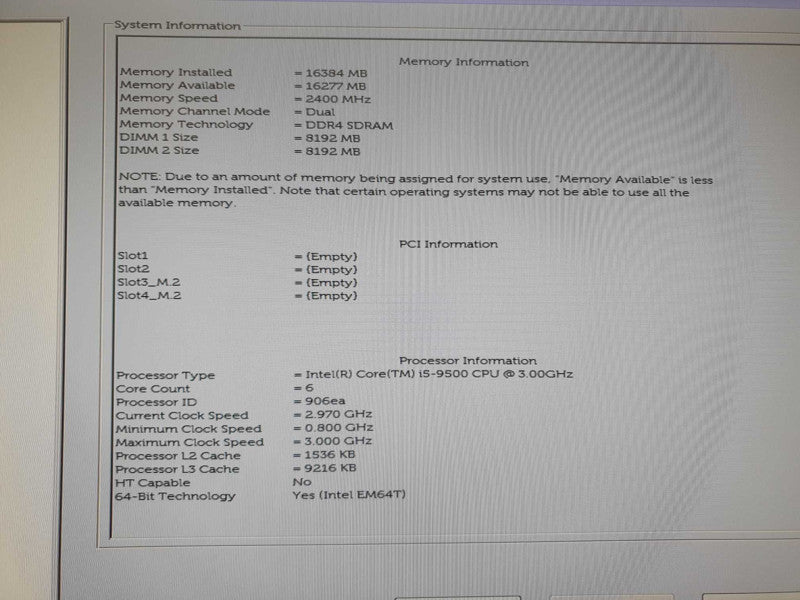Dell OptiPlex 3070 SFF | i5-9500 CPU @ 3.00 GHz | 16GB DDR4 | No HDD/OS Q