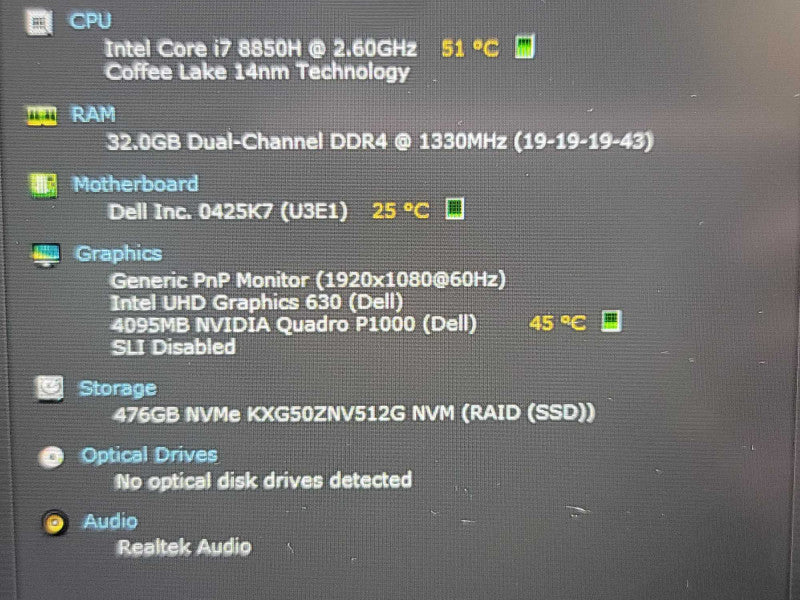 Dell Precision 7530| i7-8850H| 32GB DDR4| Quadro P1000| 512GB SSD READ  β Lap200