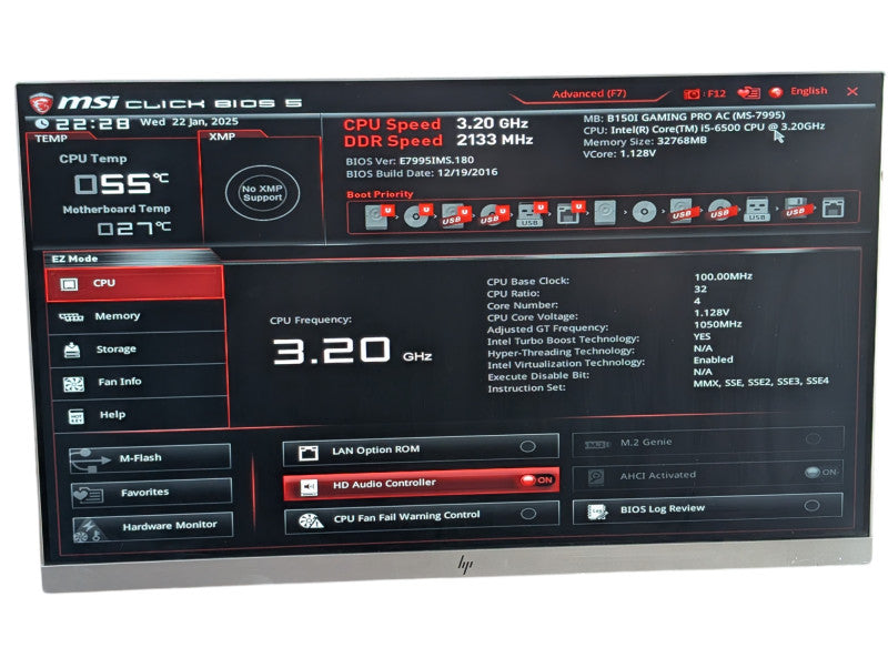 MSI B150I Gaming Pro AC DDR4 Intel Core i5-6500 32GB RAM Wi-Fi 6 AX201 -