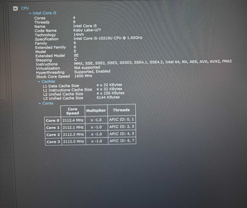 Acer Aspire A515-54  Intel Core i5-10210U@1.6GHz 16GB DDR4 RAM 256GB NVMe SSD  Lap200