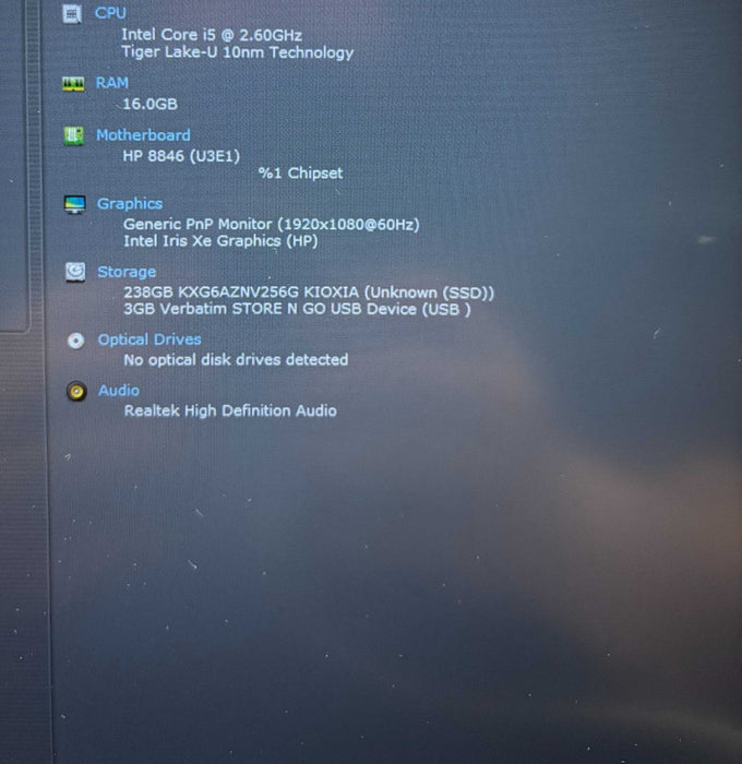 HP ProBook 850 G8 i5-1145G7 16GB RAM 256GB SSD Faulty Webcam READ!  Lap200