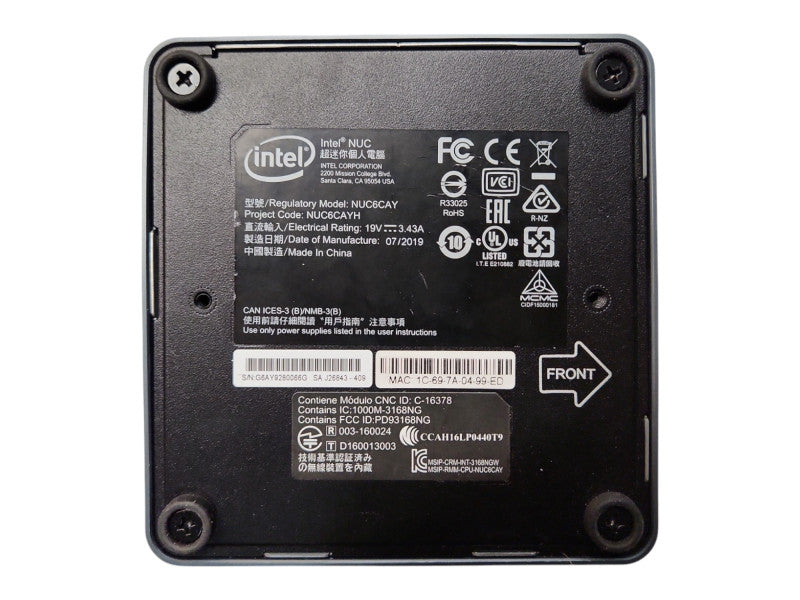 Intel NUC NUC6CAY Mini PC, Celeron J3455 @1.50GHz, 4GB DDR3, No HDD/OS