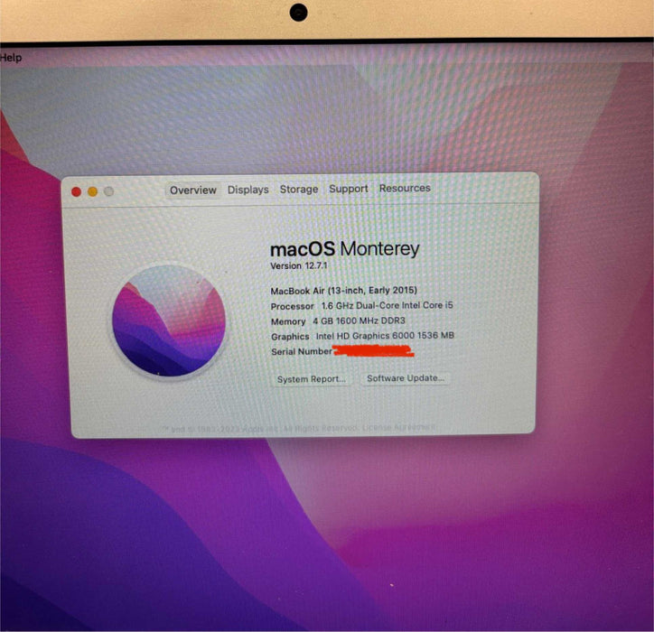 Apple MacBook Air 13" Early 2015 i5-5250U 4GB 256SSD No Power Adapter READ!
