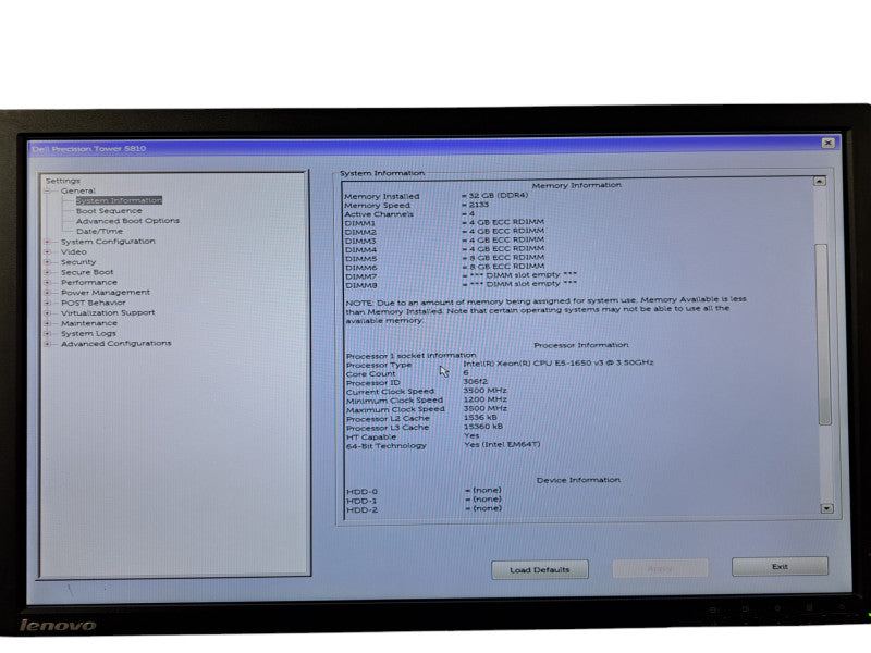 Dell Precision Tower 5810 | Xeon E5-1650 v3 @3.50GHz, 32GB DDR4, No GPU/HDD
