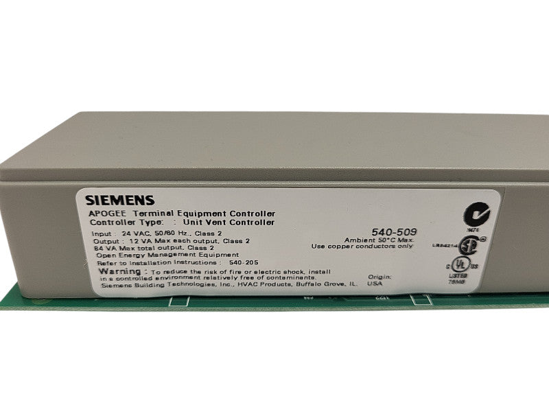 SIEMENS APOGEE 540-509 TEC Unit Vent Controller - 540509 READ $
