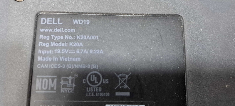 Dell WD19S K20A001 USB-C Docking Station Q