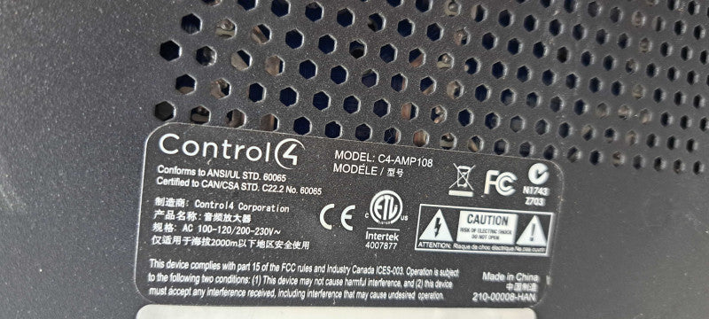 Control4 C4-AMP108 Black 8 Zone 16 Channel Power Amplifier | READ