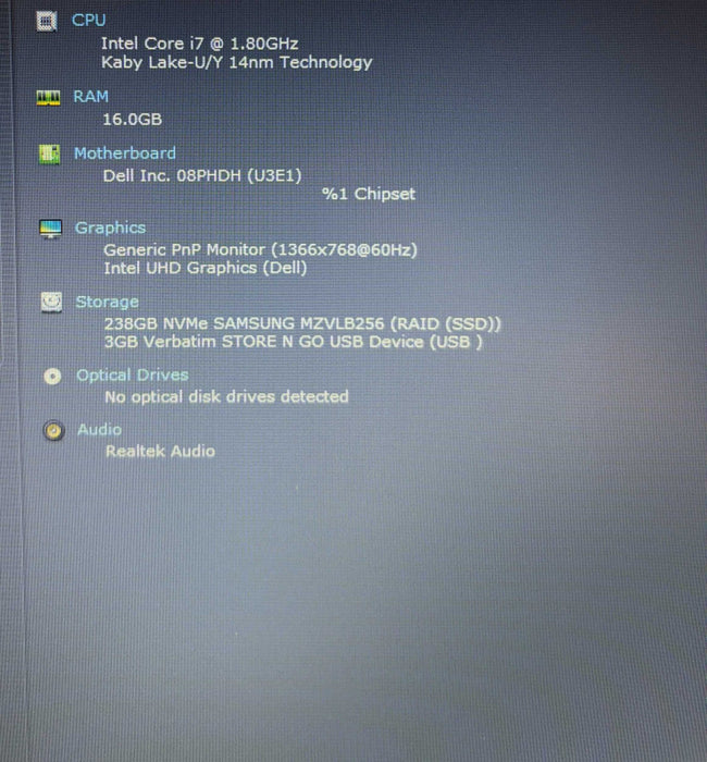 Dell Latitude 5510 Intel Core i7-10610U@1.8GHz 16GB RAM 256GB SSD READ  Lap200