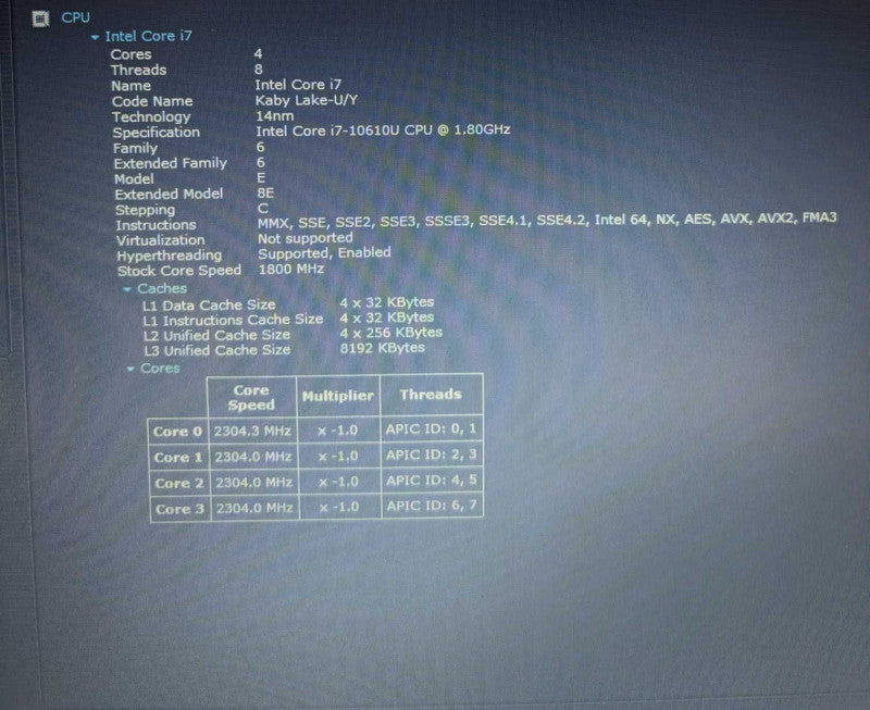 Dell Latitude 5510 Intel Core i7-10610U@1.8GHz 16GB RAM 256GB SSD READ  Lap200