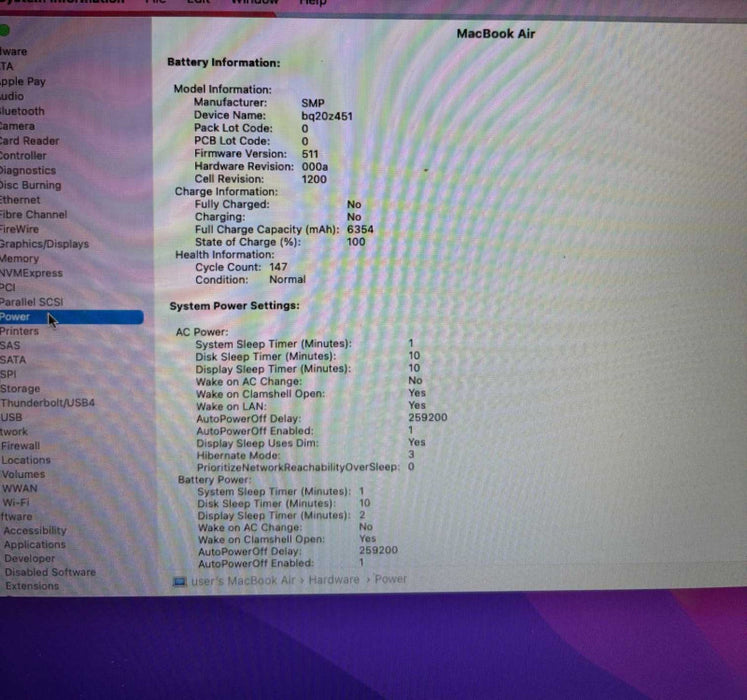 Apple MacBook Air 13" 2017 i5-5350U 8GB RAM 128GB SSD No Power Adapter READ!