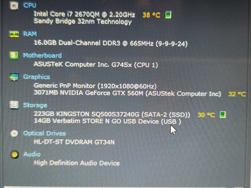 Asus ROG G74S| i7-2670QM| 16GB DDR3| GTX 560M| 240 GB SATA SSD READ  β BudLap