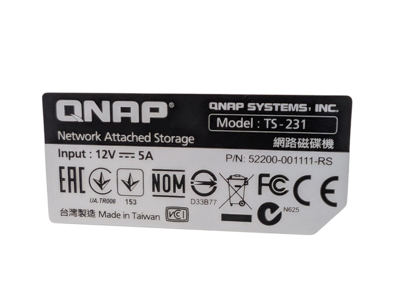 QNAP 2 Bay Network Attached Storage NAS TS-231 with 2 4TB HDDs installed  -