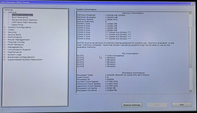 Dell Precision 5820 Tower | Xeon W-2145 @3.70GHz 8C, 64GB DDR4, Quadro K5200