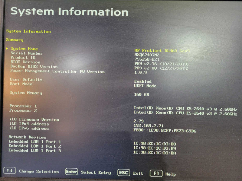 HP ProLiant DL360 Gen9 | 2x Xeon E5-2640 v3 | 160GB DDR4 | No HDD | P440 !