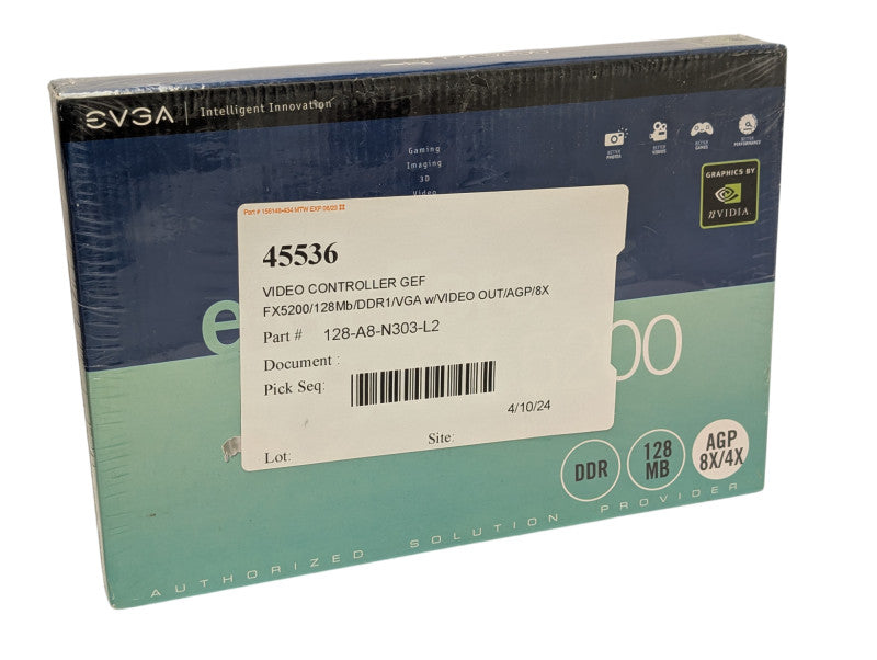 New EVGA NVIDIA e-GeForce FX 5200 128MB DDR AGP Vintage Graphics Card Q-