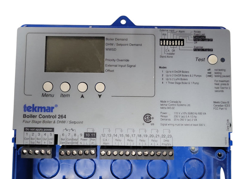 Tekmar boiler control 264 Four Stage Boiler and DHW / Setpoint, READ _