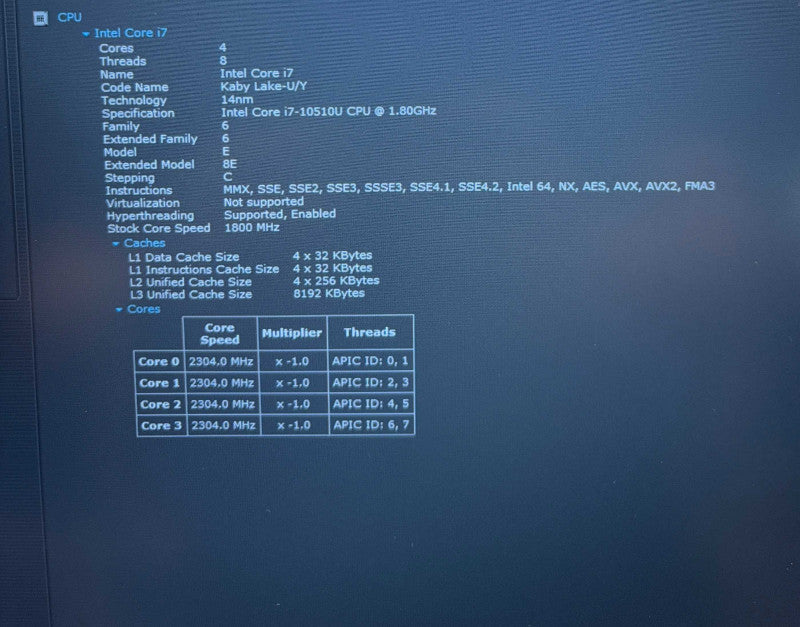 Lenovo ThinkPad P15s i7-10510U QUADRO P520 16GB RAM 256SSD FRENCH KEYBOARD  Lap200