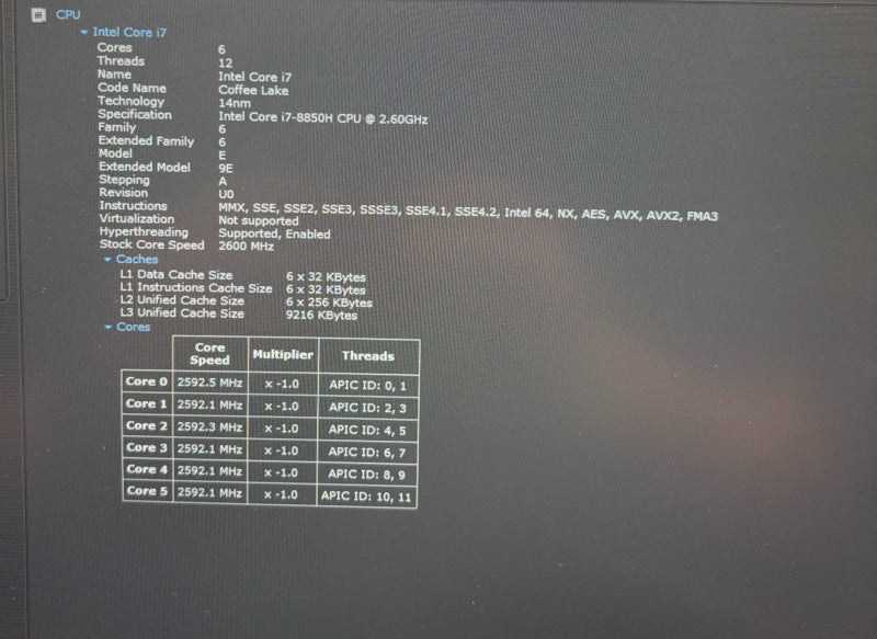 Lenovo ThinkPad P1 i7-8850H QUADRO P1000 16GB RAM 256SSD FRENCH KEYBOARD  Lap200