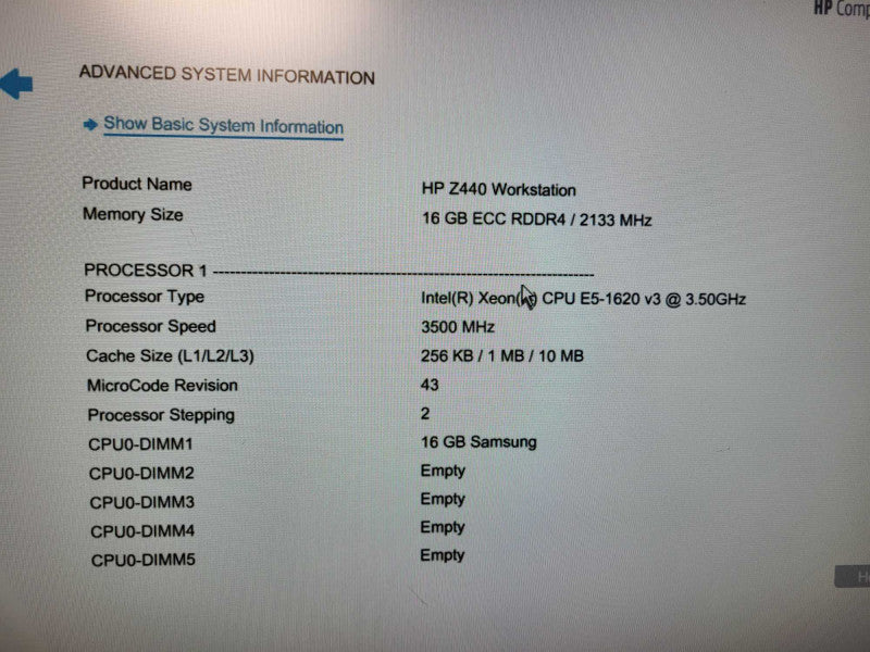 HP Z440 Workstation | Xeon E5-1620 v3 | 16GB DDR4 | No GPU/HDD Q$