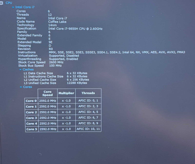 Lenovo ThinkPad P1 4K i7-9850H QUADRO T2000 16GB RAM 256SSD FRENCH KEYBOARD  Lap200