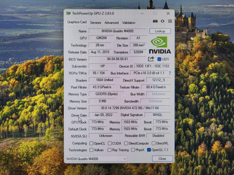 NVIDIA Quadro M4000, 8GB GDDR5 PCIe Graphics Card, 4x DisplayPort $