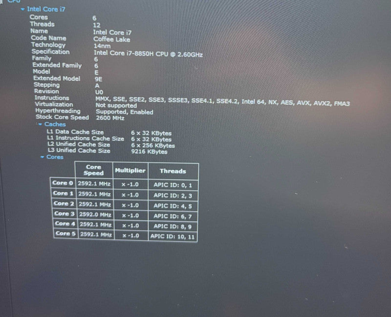 Lenovo ThinkPad P1 i7-8850H QUADRO P1000 16GB RAM 256SSD FRENCH KEYBOARD READ  Lap200