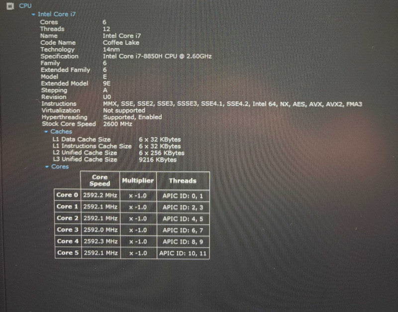 Lenovo ThinkPad P1 i7-8850H QUADRO P1000 16GB RAM 256SSD FRENCH KEYBOARD  Lap200