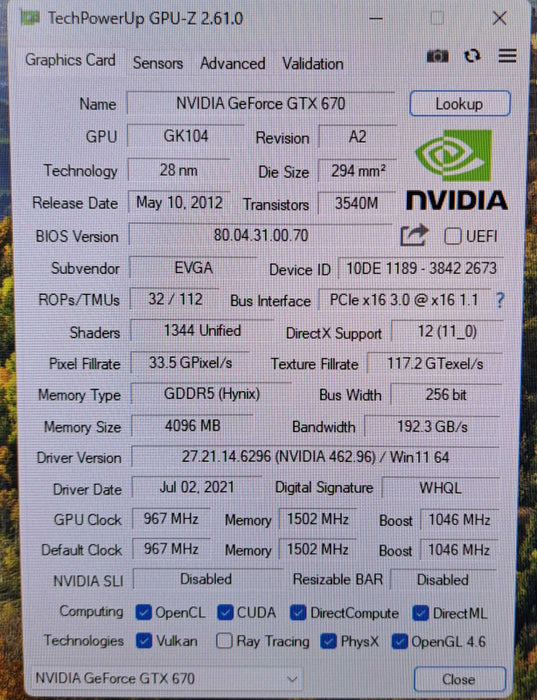 EVGA GeForce GTX 670 | 4GB GDDR5 Graphics Card | 04G-P4-2673-KR