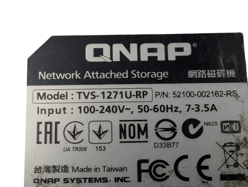 QNAP TVS-1271U-RP 12 Bay High Performance NAS 3x 6TB HDDs  -