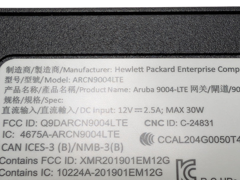 HPE Aruba 9004-LTE Branch Gateway Cellular Modem/Wireless Router ARCN9004LTE -
