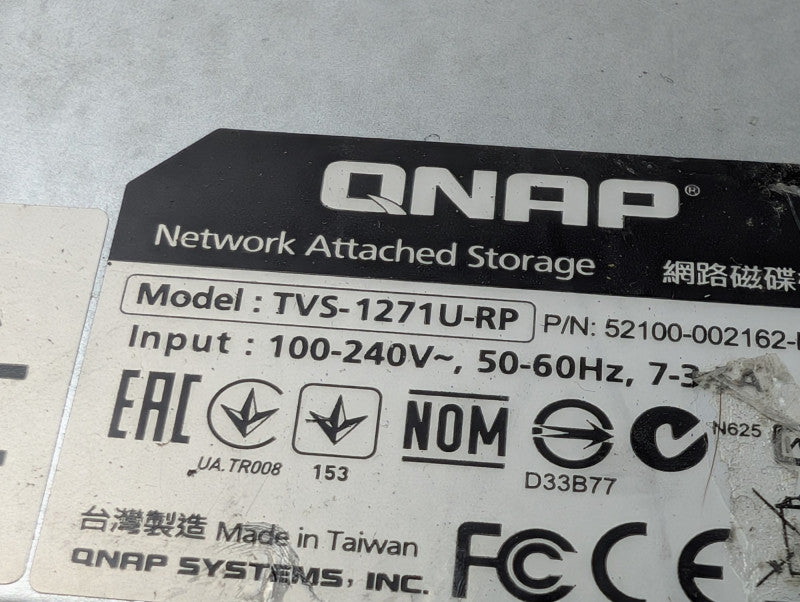 QNAP TVS-1271U-RP 12 Bay High Performance NAS with 3x 4TB HDDs - -
