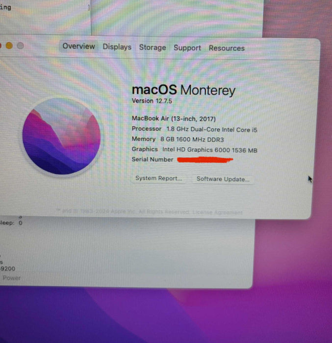 Apple MacBook Air 13" 2017 i5-5350U 8GB 128GB SSD No Power Adapter
