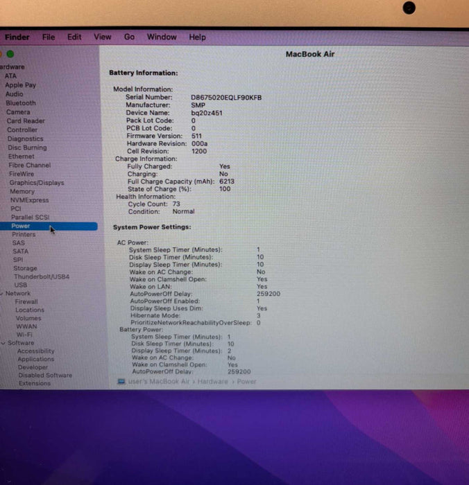 Apple MacBook Air 13" 2017 i5-5350U 8GB 128GB SSD No Power Adapter