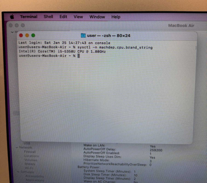 Apple MacBook Air 13" 2017 i5-5350U 8GB 128GB SSD No Power Adapter