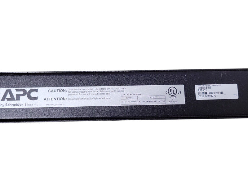 APC AP9551 Basic Power Rack PDU Strip 120 Vac 16 Amp 50/60Hz Q_