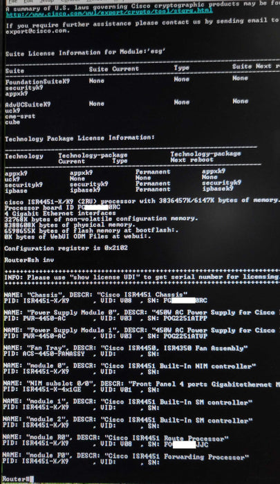 CISCO ISR4451-X/K9 Integrated Services Router with 2x Power supplies, SEE _