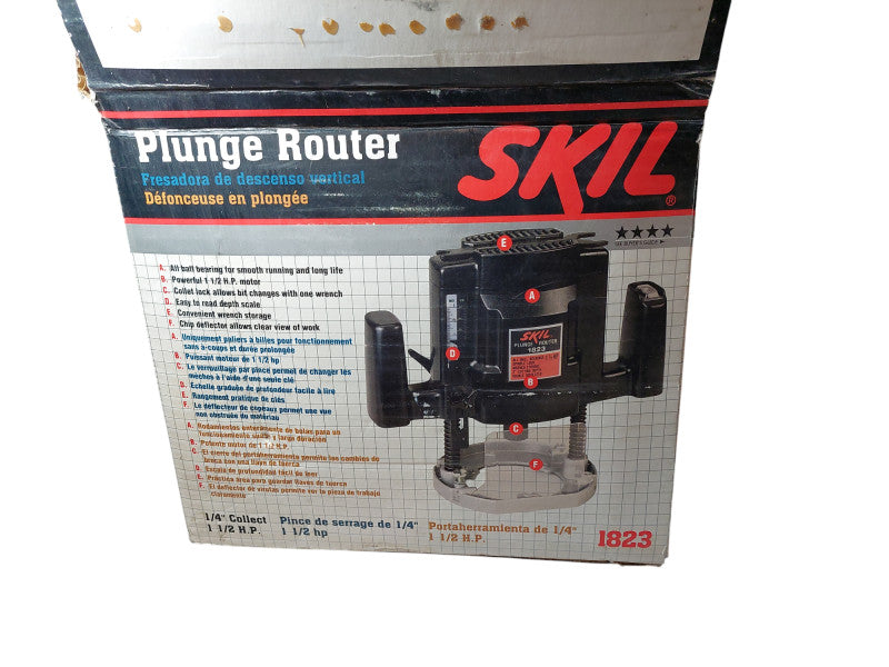 Vintage Skill Plunge Router with Bit & Wrench Model: 1823 Original Box =