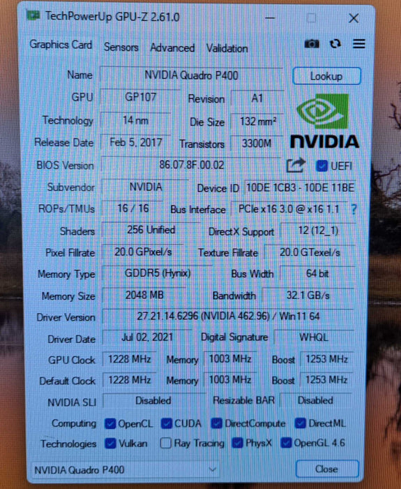 Nvidia Quadro P400 | 2GB GDDR5 Graphics Card | 3x MiniDP LowProfile Q