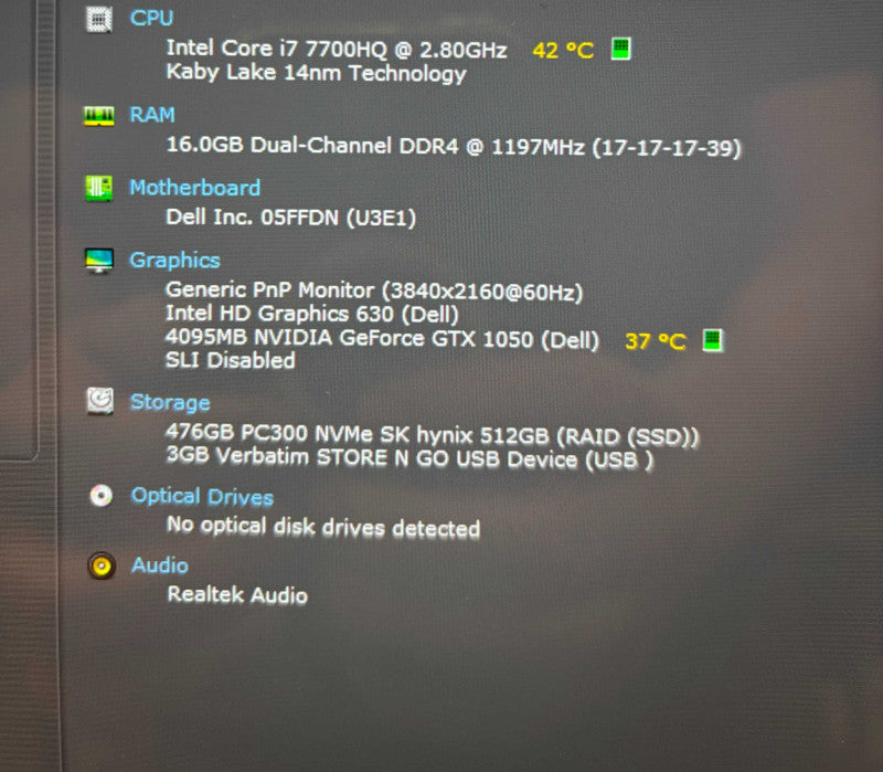 Dell XPS 15 9560 4K TOUCH i7-7700HQ GeForce GTX 1050 4GB GBU 16GB RAM 256SSD  Lap200