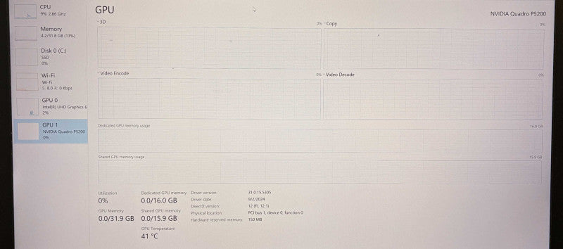 Dell Precision 7730 4K LCD i7-8750H QUADRO P5200 16GB GPU 32GB 256SSD READ  Lap200