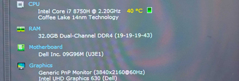 Dell Precision 7730 4K LCD i7-8750H QUADRO P5200 16GB GPU 32GB 256SSD READ  Lap200
