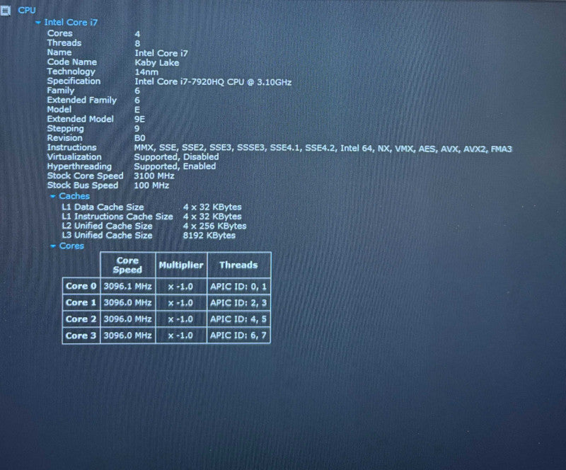 Dell Precision 7520 i7-7920HQ@3.1GHz QUADRO M1200 4GB GPU 32GB 256GB SSD READ  Lap200