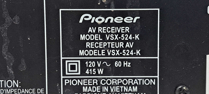 Pioneer VSX-524-K 5.1 Channel 415 Watt HDMI Dolby DTS Surround Sound AV Recei