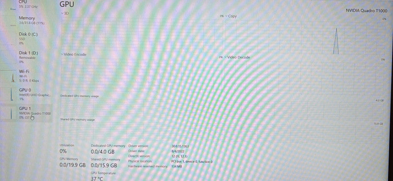 Dell Precision 7540 i7-9850H QUADRO T1000 4GB GPU 32GB RAM 512GB SSD READ  Lap200