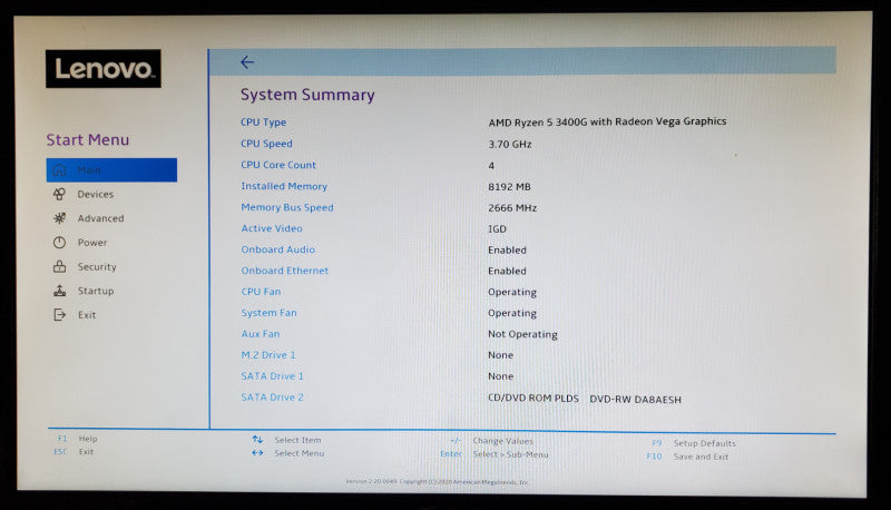 Lenovo Ideacentre 510A-15ARR | AMD Ryzen 5 3400G | 8GB DDR4 | No HDD