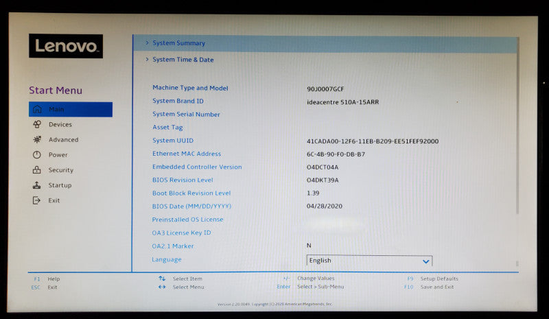 Lenovo Ideacentre 510A-15ARR | AMD Ryzen 5 3400G | 8GB DDR4 | No HDD