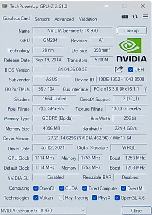 ASUS GeForce GTX 970 4GB GPU (STRIX-GTX970-DC2OC-4GD5) Graphics Card
