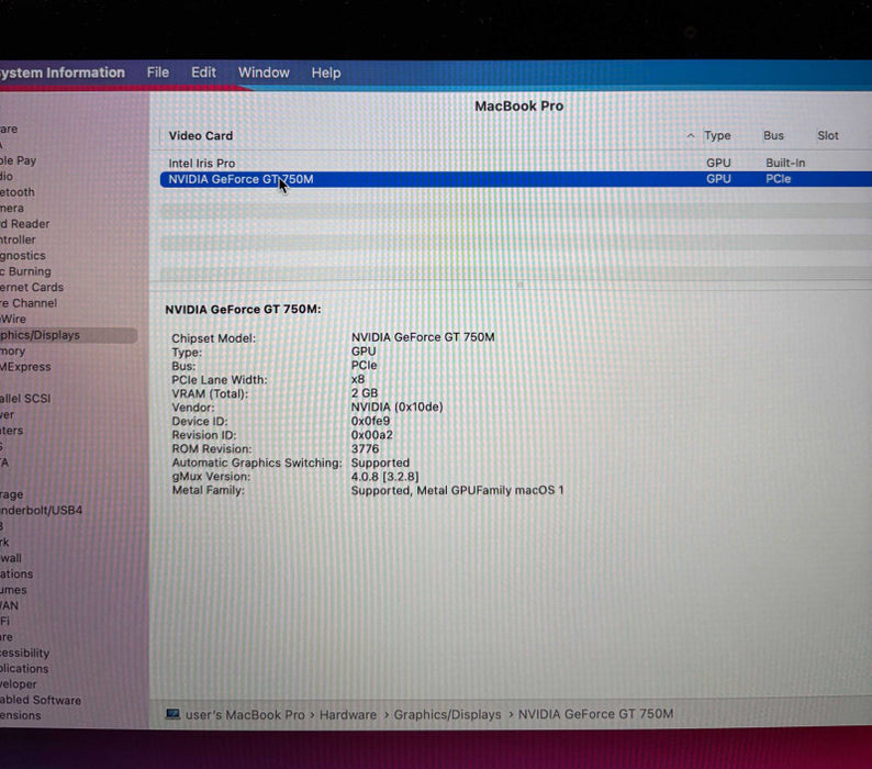 Apple MacBook Pro 15" Late 2013 i7-4850HQ GeForce GT750M GPU 16GB 512SSD READ